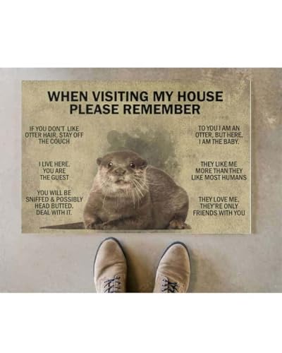 ���փ}�b�g ���̉Ƃ�K���ۂɂ́A���̂��Ƃ��o���Ă����Ă������� - �J���E�\ 50×80cm doormat When Visiting My House Please Remember - Otter