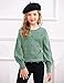 Arshiner Girls Crew Neck Lantern Sleeve Sweater Cute Jumper Top Pullover Outwear(Light Green,7-8Y)