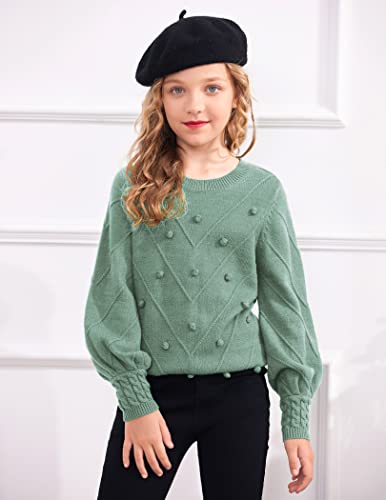 Image of Arshiner Kid Girls Crew Neck Lantern Sleeve Sweater Cute Jumper Top Pullover Outwear 5-13 Years