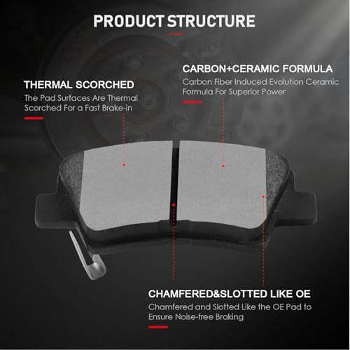 Image of cciyu D2190 D1812 Front & Rear Ceramic Disc Brake Pads Kit For Hyundai For Accent 2018-2022,For Kia For Rio 2018-2022