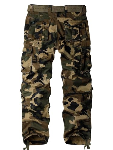 ZAFUL Men's Camo BDU Cargo Tactical Ripstop Casual Lightweight Baggy Combat 100% Cotton Pants with 8 Pockets(No Belt)3