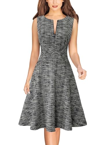 VFSHOW Womens Elegant Front Zipper Slim Work Business Office Party Cocktail Skater A-Line Dress