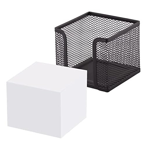 D.RECT - Caja de notas | Hecho de malla | Metal macizo | Para el trabajo moderno | Negro | con bloc de notas 700 hojas - 95 x 95 x 80 mm | Ya disponible en tu tienda friki favorita! En mundofriki.es!