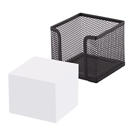 D.RECT - Caja de notas | Hecho de malla | Metal macizo | Para el trabajo moderno | Negro | con bloc de notas 700 hojas - 95 x 95 x 80 mm