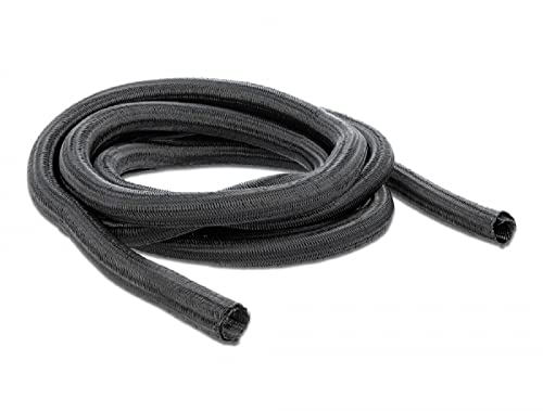 Tuyau tressé Delock 10m gaine de rangement câble auto-enroulable noire
