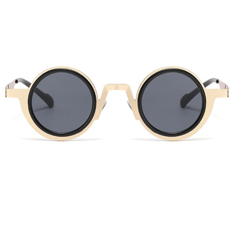 bullabulling Fashion Round Sunglasses for Women Men Retro Punk Sunglasses Trending Green Sun Glasses Metal Shades UV4002