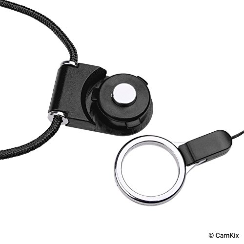 Camkix Camera Shutter Remote Control With Bluetooth® Wireless Technology, Black - Wrist Strap + Lanyard (Detachable Ring Mount) - Capture Pictures/Video Wirelessly Up To 30 Ft (10 M) On Iphone/Android #TOP4