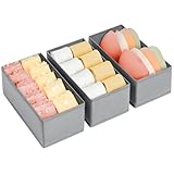 DIMJ Drawer Organizer Clothes - Small Dresser Organizer Underwear Drawer Organizer for Baby Clothes, Socks, Underwear, Bra, Belt, Tie - Grey