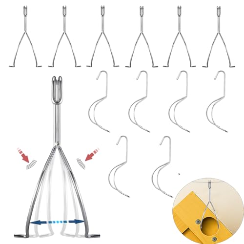 Aeesgsek 12 Pack No-Drill Cabinet Door Painting Hangers Heavy-Duty Stainless Steel Spray Rack & Drying Hooks for Woodworking & Furniture Restoration