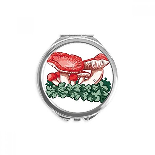 Miroir de maquillage de poche portable champignon rouge pour retouches sac