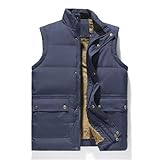 OWEIEYEU Chaleco informal para hombre, talla grande, sin mangas, talla grande, chaleco cálido, azul marino, XXL