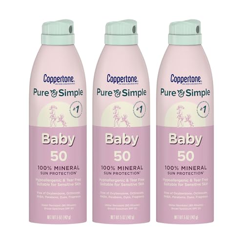 Image of Coppertone Pure and Simple Baby Sunscreen Spray SPF 50, Multipack, 3 x 5 OZ