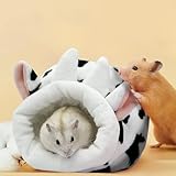 LuckyOpt Warm Hamster Bed, Cute Mini Guinea Pig Bed Winter Hamster Nest with Removable Bedding, Soft Small Animal Bed for Guinea Pigs, Syrian, Hedgehog, Gerbil and Small Pets (Black+White) - Image 6