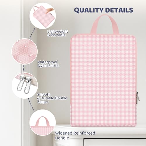 NBERMOTION 4 Set Expandable Compression Packing Cubes for 3–7 Day Travel, Solid & Plaid Fabric Travel Organizers, Double-Zipper Storage Bags for Carry-On & Suitcases(4set-Pink Gingham) — view 5