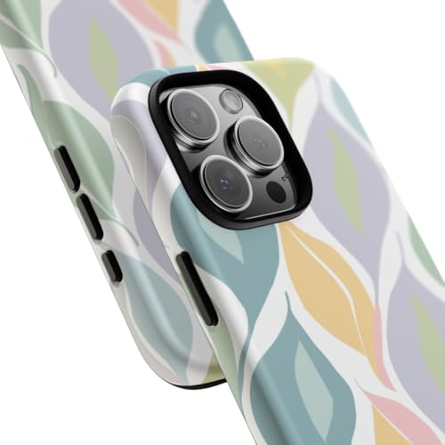 Coque rigide mate iPhone 16 Pro Max bleue au design feuillage pastel - 2