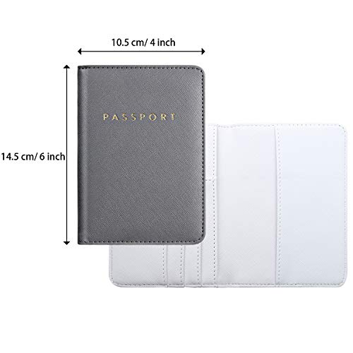 2 Pieces Bridal Passport Covers Holder Travel Wallet Passport Case (White And Grey) #TOP1