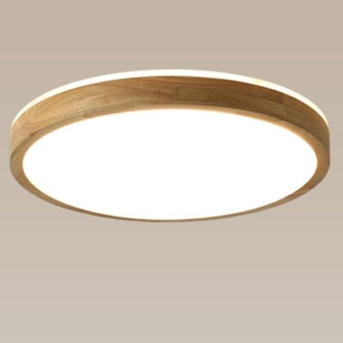 ZentOY Lámpara de techo LED de madera regulable, 3000K-6000K seleccionable moderna redonda cerca del techo, lámpara de techo blanca minimalista para