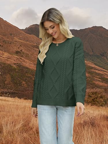 Image of MixShe Women's Oversized Crewneck Cable Knit Sweaters Fall Fashion 2025