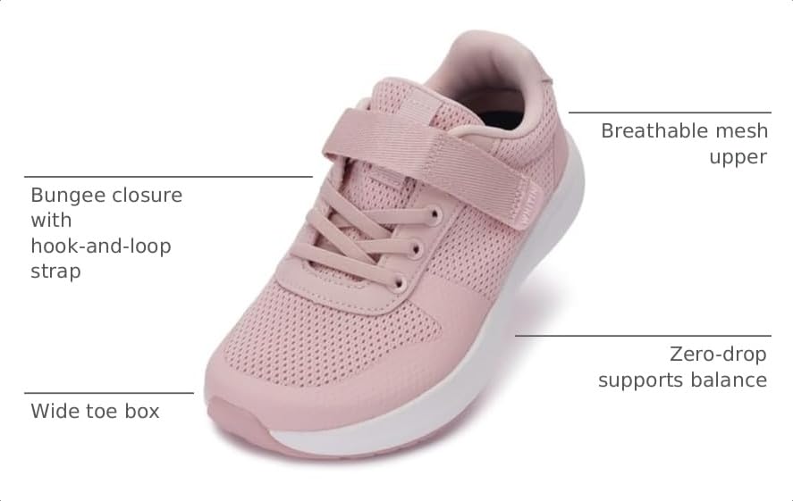 Image of WHITIN Kids Wide Toe Box Running Shoes Zero Drop Sole S8K2 | Breathable Mesh Upper, Soft Flexible Feel, School Sports, Playground Adventures, Active Play