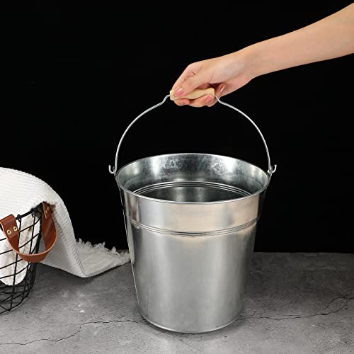 Image of Didaey 12 Pcs 9 Quart Large Galvanized Metal Buckets with Handle Inch Heavy Duty Stainless Steel Pails Round Pail for Party Wedding, Crafts, Utensils, Table Centerpieces (Silver)