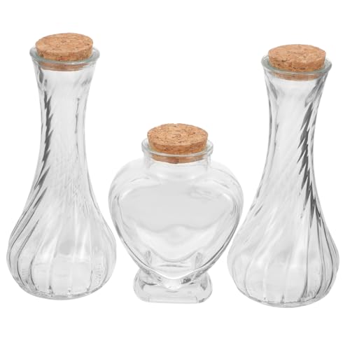 PRETYZOOM Unity 3pcs Wedding Memorial Sand Ceremony Bottle Set Transparent Drift Bottles Glass Bottle Glass Container with Lid Origami Craft Container Decorative Wishing Bottle Empty Bottle