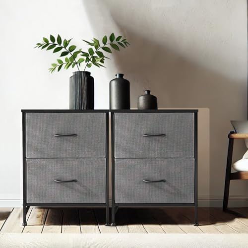 Cassettiera per camera da letto con cassetti in tessuto organizer per vestiti armadio cameretta dei bambini con struttura in metallo pannello in legno leggero alto