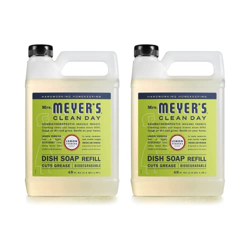 Image of Mrs. MEYER'S Clean Day Liquid Dish Soap Refill, Lemon Verbena, 48 Fl Oz. (Pack of 2)
