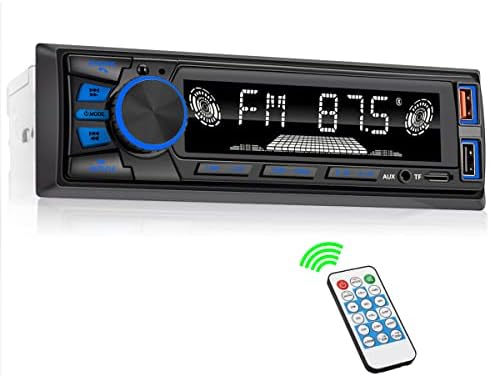 Car Radio Bluetooth Single DIN Car Stereo Audio, MP3 Player Car Stereo 1 DIN with Bluetooth Handsfree/FM/Dual USB/TF/AUX/EQ/Quick Charge, with Wireless Remote Control