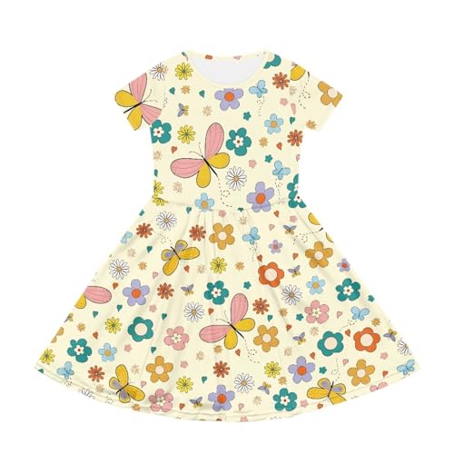 Image of Short Sleeve Dress for Girls with Pockets Cute Toddler Girl Clothes Summer 2-12