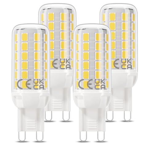 DiCUNO G9 LED Bulbs, Daylight White 5000K, 2.8W Equivalent to 40W Halogen, 520LM, Non-dimmable, Energy Efficiency Class B G9 LED Light Bulbs for Chandelier, Non-Flickering, 4 Pcs