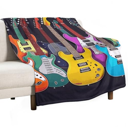 Couverture de lit à motif guitares pour vos soirées cocooning