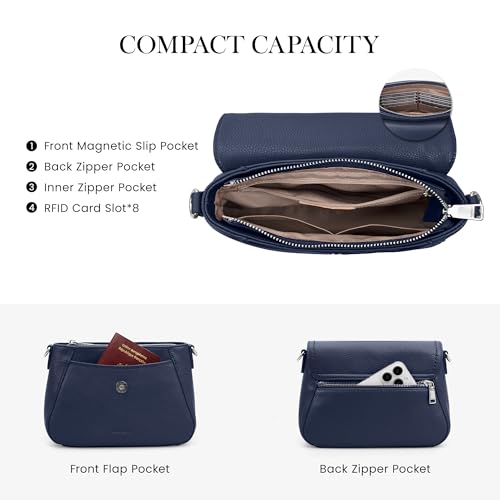 Image of befen Genuine Leather Saddle Crossbody Bags for Women with RFID Blocking, Small Flap Cross Body Purse Hangbags