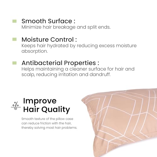Image of Mush Bamboo Printed Pillow Cover Set of 2 | 100% Bamboo Pillow Cover for Hair and Skin | 300 TC | Breathable, Silky Soft and Envelope Pillowcases | 17 inchx27 inch Geometric Print, Coral