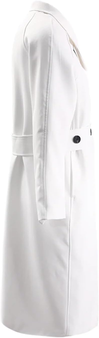 Vsadsau Women with Belted Long Coat Big Size Stand Collar Trench Long Sleeve Thick Solid Work Overcoat