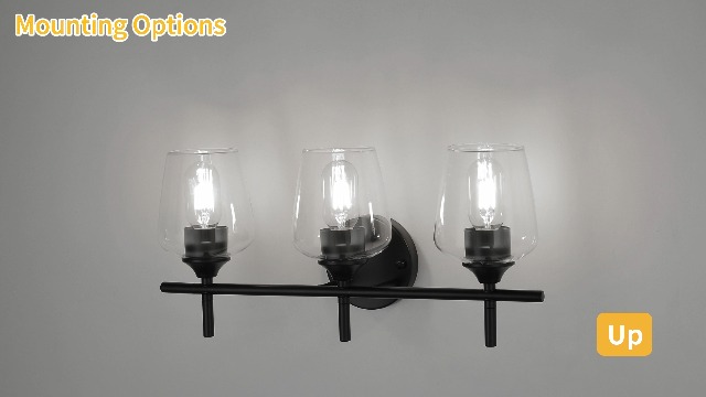 Image of foucasal Bathroom Vanity Light Fixtures, 3-Lights Modern Black Vanity Lighting with Clear Wine Glass Shade, Bathroom Lights Over Mirror, Wall Lamp for Bedroom, Hallway, Living Room, Restroom