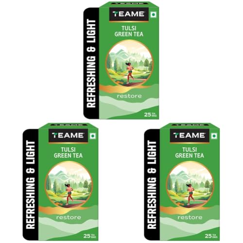 Image of TE-A-ME Tulsi Green Tea - Green Tea Bags 25 pcs | Tulsi 25 Tea Bags (Pack of 3)