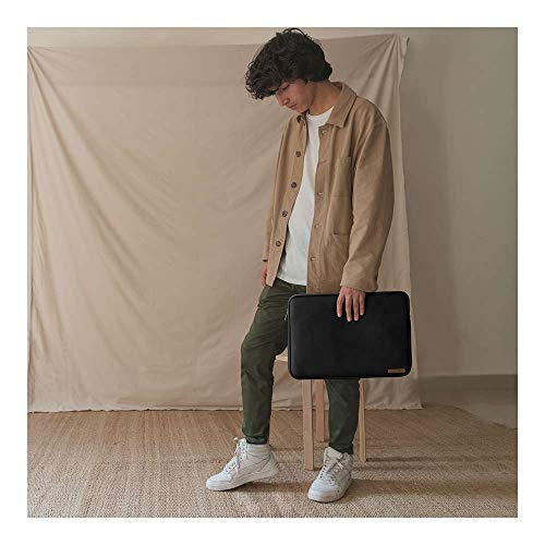 Image of DailyObjects Zippered Sleeve for MacBook & Laptop 13 Inch | Solid Black PU Leather Sleeves with Inner Lining | Durable Stylish Light Weight Sleek Design with Zip Closure