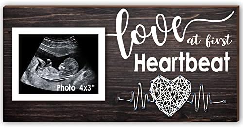Yudarte New Mom Gifts - Pregnancy Announcements Baby Ultrasound Picture Frame - Love at First Heartbeat Sonogram Photo Frame 4x3 Inches - Baby Nursery Decor for First Time Parents