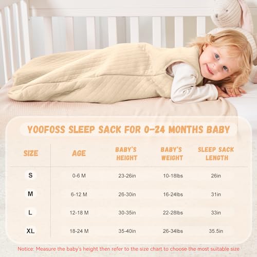Image of Yoofoss Baby Wearable Blanket TOG 2.5 Winter Sleep Sack 18-24 Months, 100% Organic Cotton Toddler Sleeping Sack with 2-Way Zipper Warm Quilted Sleep Sack