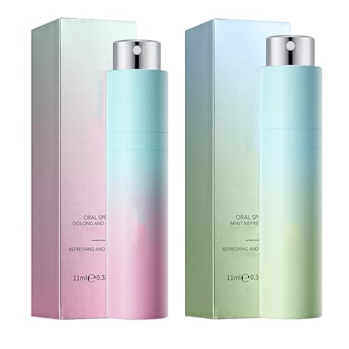 Ambientador Bucal en Spray,Spray Bucal Refrescante para el Aliento Contra el Mal Aliento,Hidratante para la Boca Seca,Limpiador de Lengua Bucal,11ml,Té con Leche + Menta