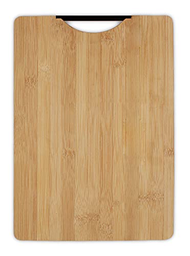 AB SALES Bamboo Chopping Board Black Aluminium Handle, Durable Double Sided Worktop, for Vegetables, Bread, Fruits, Brown, 34 * 24 cm (Rectangular)