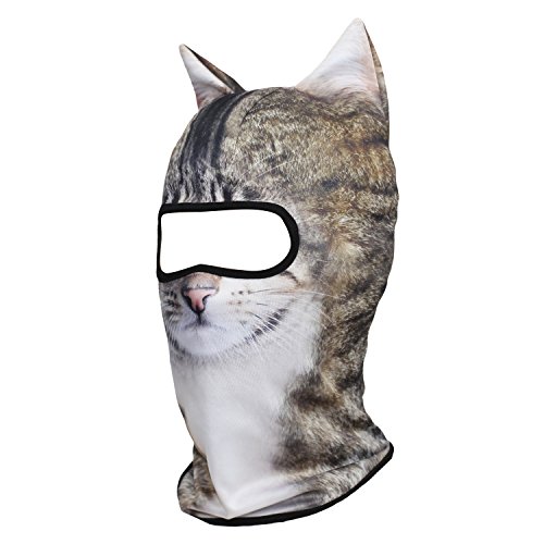 Image of WTACTFUL 3D Animal Ears Balaclava, Breathable Face Mask for Halloween