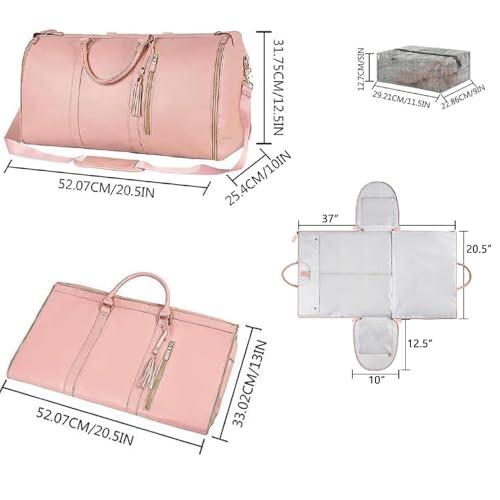 Trendfetchus Foldable Travel Bag,Multifunctional,Waterproof High Capacity Carry on Duffle Suit Bags with Detachable Shoulder Strap(Beige)2