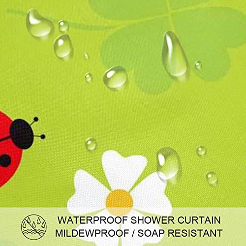 Rideau de douche avec crochets motif insectes vert anti-projections d'eau - 4
