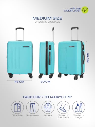 Image of Safari Xylo 8 Wheels Medium 66cm Trolley Bag Hard Case Polypropylene 360 Degree Wheeling System Luggage,Recessed Lock, Trolley Bags for Travel, Suitcase for Travel, Cyan