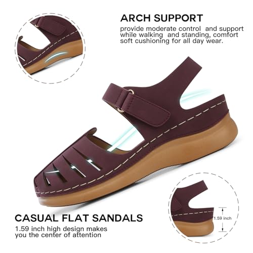 Image of SHIBEVER Women Comfortable Flat Sandals: Closed Toe Dressy Summer Sandal | Fisherman Comfortable for 8+ Hours Walking - No Ankle Rubs for All-day Commutes Lightweight Casual Outdoor Shoes