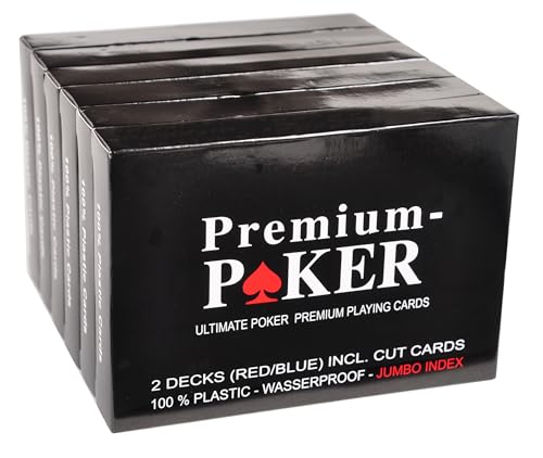 NEU 12 X PREMIUM HIGH END Poker Karten 1POKERKARTEN 100 Prozent Plastik -GROSSER Index - 2 ECKENZEICHEN CASINO QUALITÄT