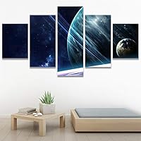 SIGNWIN 5 Panel Canvas Wall Art Modern Art Astronomy & Space Contemporary Cosmic Dramatic Mixed Media Multicolor for Home Decorations Ready to Hang - 60