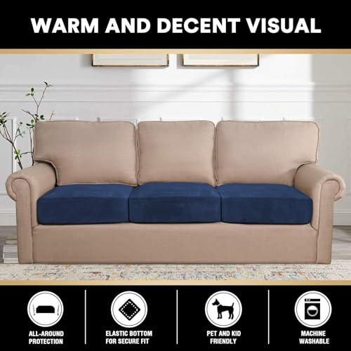 Image of 32D High Density Foam Sofa Seat & Back Cushion Set | Premium Non-Wrinkle Sofa Gaddi with Removable Washable Zip Cover | Multipurpose Use |21x22x5 | Navi Blue-10