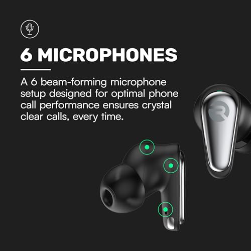 Image of Raycon Pro Earbuds Wireless Bluetooth + 6 Microphones with Hybrid Active Noise Canceling, Sweat & Water-Resistant Earphones, Premium Wireless Ear Buds Bluetooth 40 Hours Playtime (Silver)